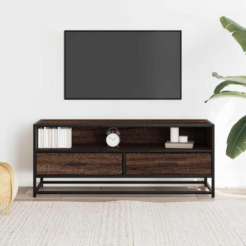 Tv-bord 100x34,5x40 cm konstrueret træ metal brun egetræsfarve