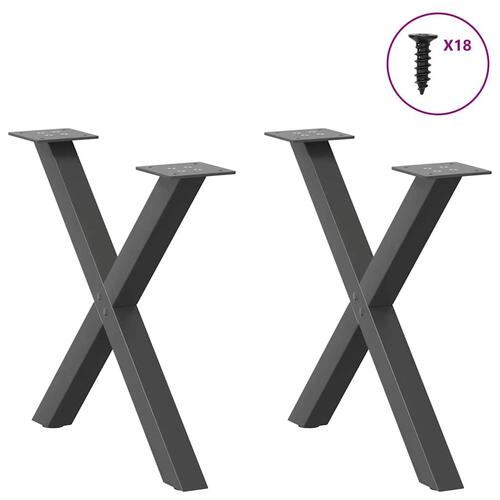 Sofabordben X-formet 2 stk 50x(42-43) cm stål antracitgrå