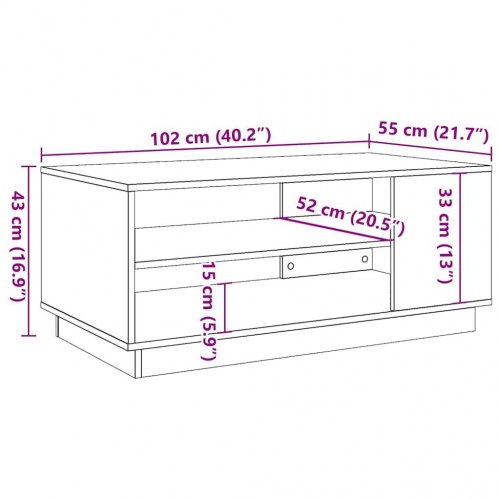 Sofabord 102×55×43 cm i konstrueret træ - antikt trælook