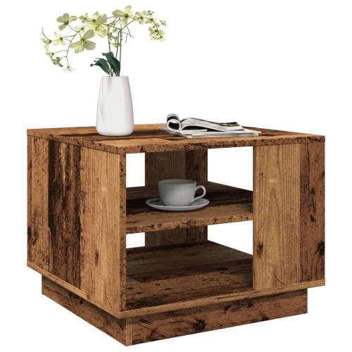 Sofabord 55 × 55 × 42 cm i konstrueret træ - antikt trælook