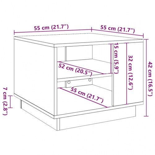 Sofabord 55 × 55 × 42 cm i konstrueret træ - antikt trælook