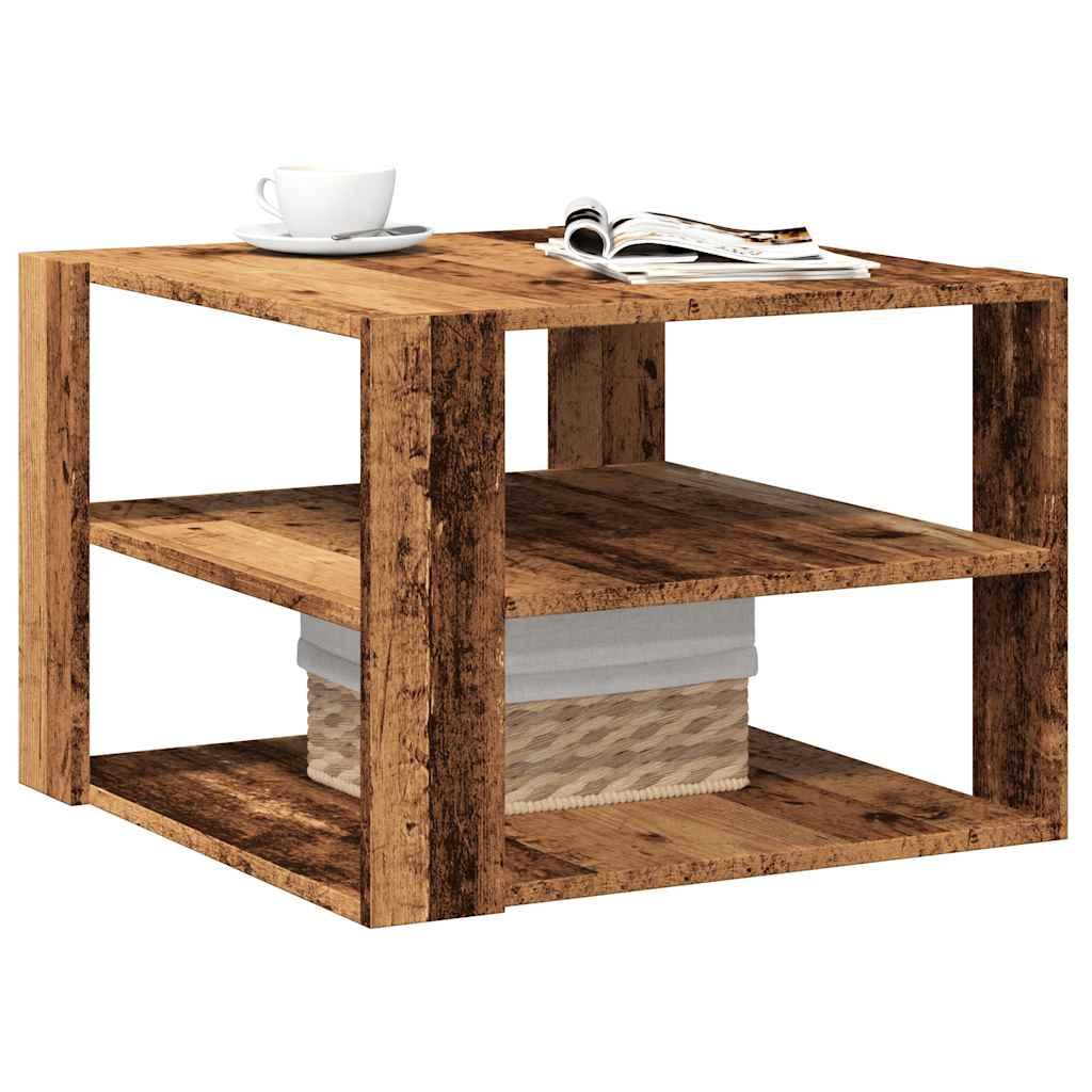 Sofabord 58x58x40 cm konstrueret træ antikt træ