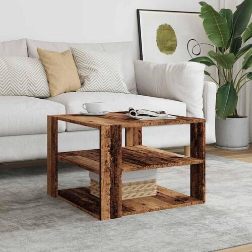 Sofabord 58x58x40 cm konstrueret træ antikt træ