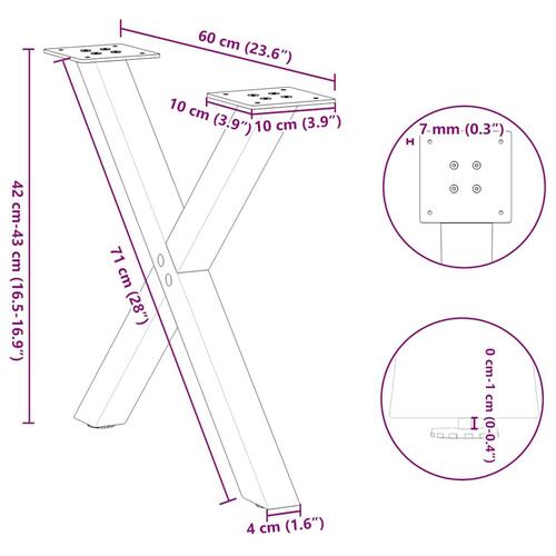 Sofabordben X-formet 2 stk 60x(42-43) cm stål antracitgrå