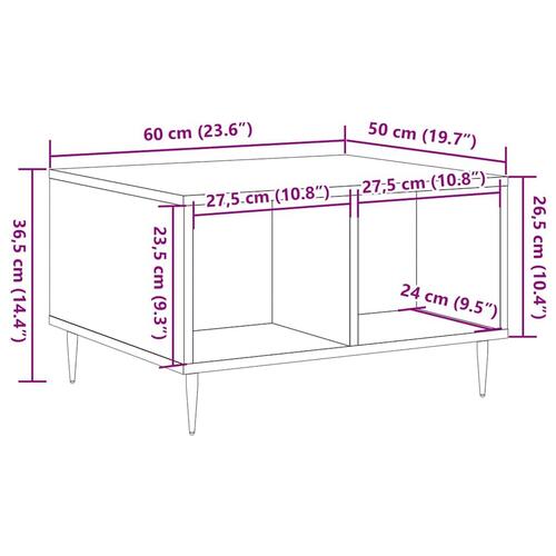 Sofabord 60x50x36,5 cm konstrueret træ antikt trælook