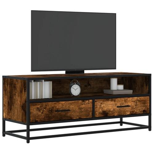 Tv-bord 100x34,5x40 cm konstrueret træ metal røget egetræsfarve