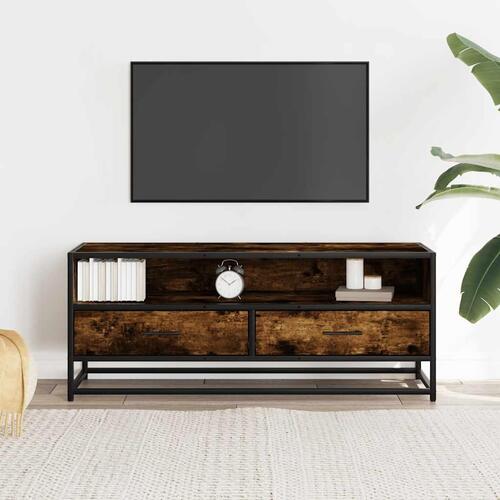 Tv-bord 100x34,5x40 cm konstrueret træ metal røget egetræsfarve