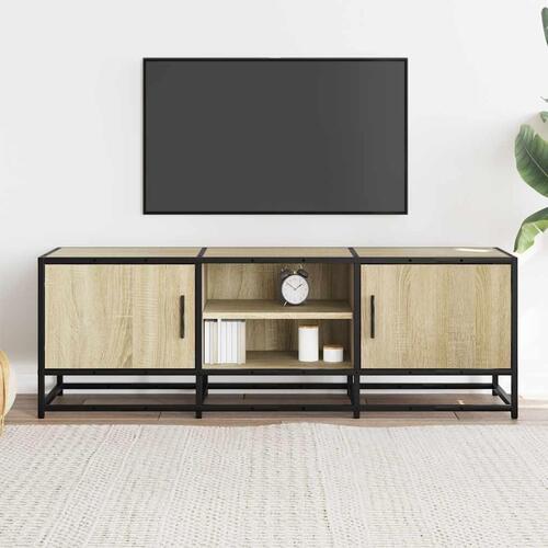 Tv-bord 120x35x41 cm konstrueret træ og metal sonoma-eg