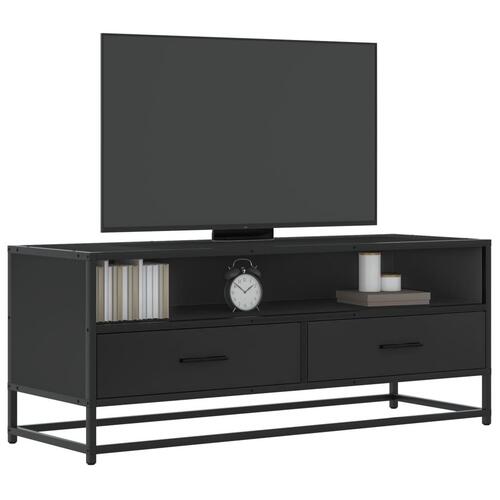 Tv-bord 100x34,5x40 cm konstrueret træ og metal sort