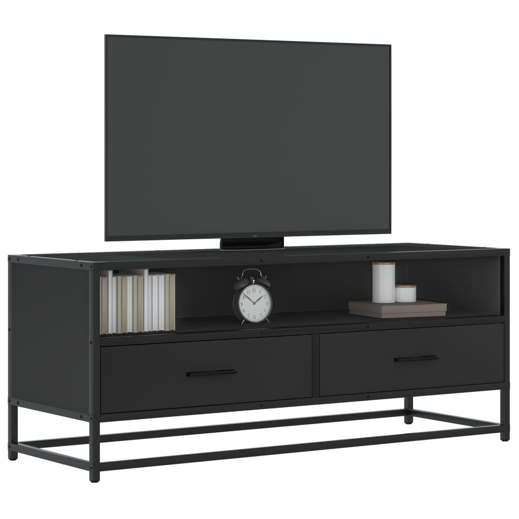 Tv-bord 100x34,5x40 cm konstrueret træ og metal sort
