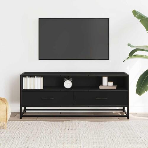 Tv-bord 100x34,5x40 cm konstrueret træ og metal sort