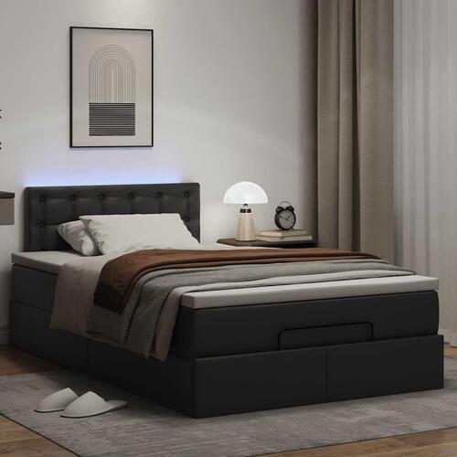 Osmannisk seng med madrasser & LEDs 120x190 cm kunstlæder sort