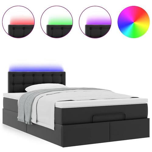Osmannisk seng med madrasser & LEDs 120x190 cm kunstlæder sort