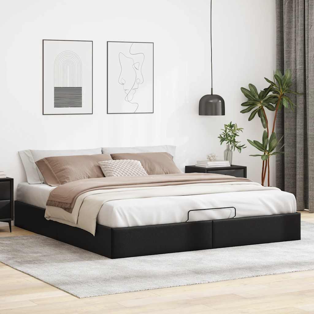 Osmannisk sengeramme uden madras 180x200 cm kunstlæder sort billede