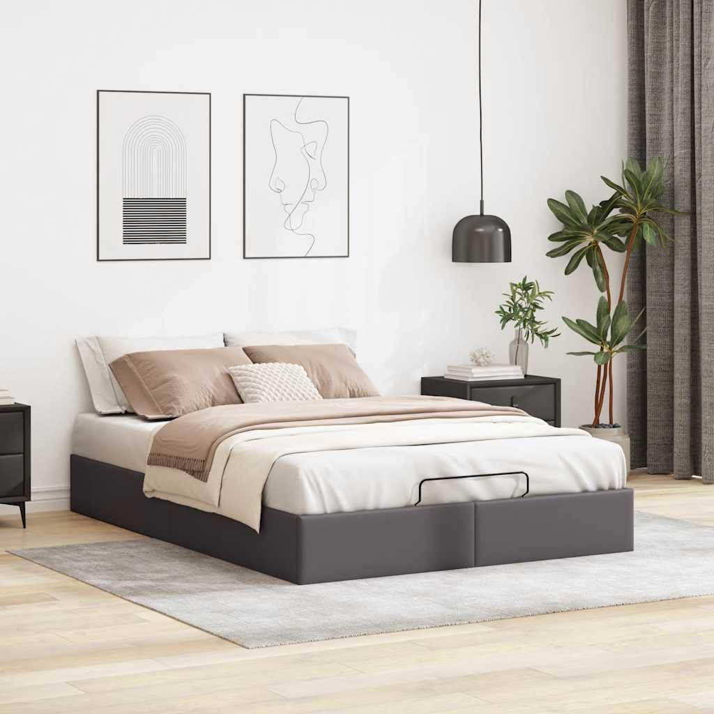 Osmannisk sengeramme uden madras 140x190 cm kunstlæder grå billede