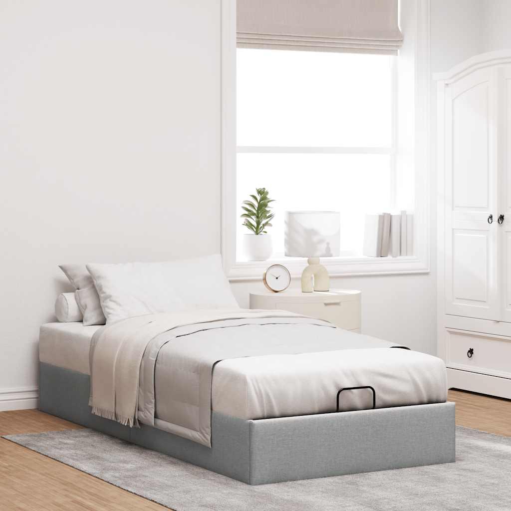 Osmannisk sengeramme uden madras 90x190 cm stof lysegrå billede