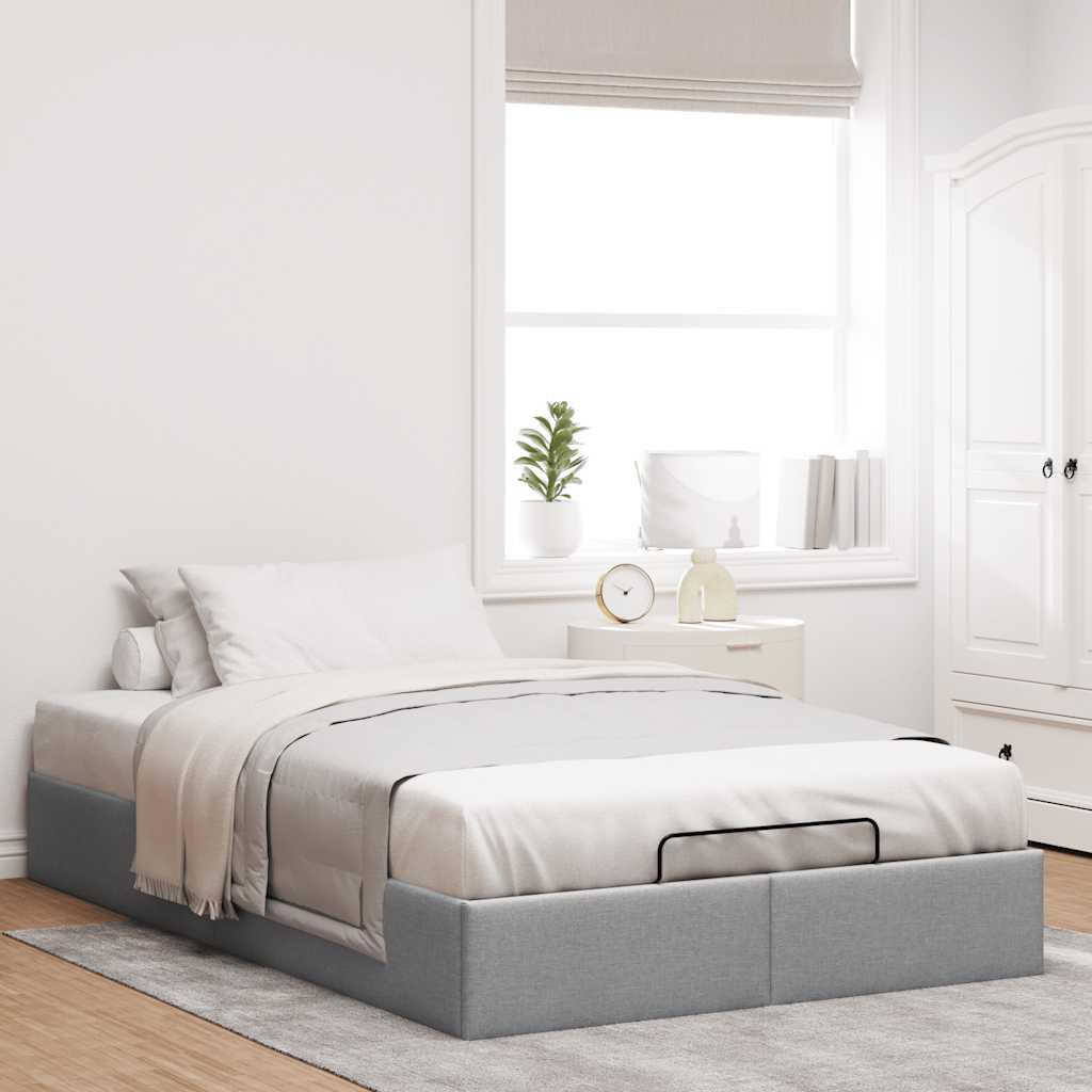 Osmannisk sengeramme uden madras 120x190 cm stof lysegrå billede