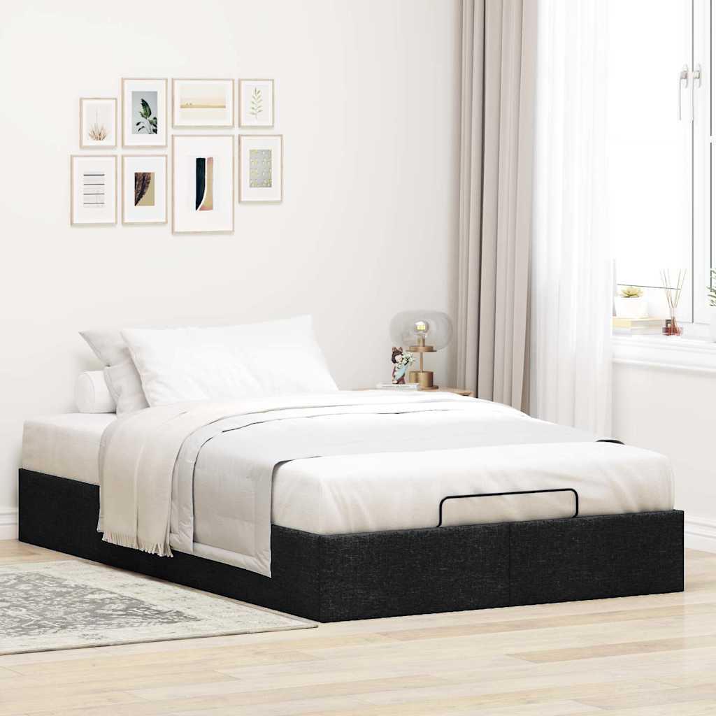 Osmannisk sengeramme uden madras 120x190 cm stof sort billede