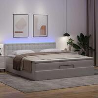 Osmannisk seng med madrasser & LEDs 180x200 cm kunstlæder hvid