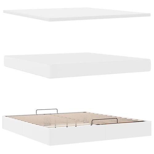 Osmannisk seng med madrasser & LEDs 180x200 cm kunstlæder hvid