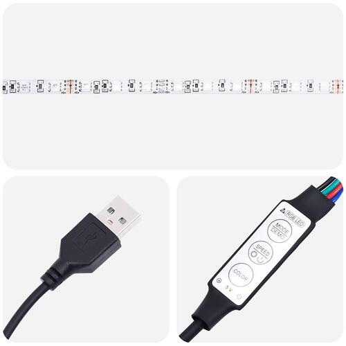 Væghængt sengebord med LED-lys hvid