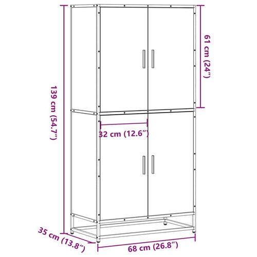 Skab 68x35x139 cm konstrueret træ sonoma-eg