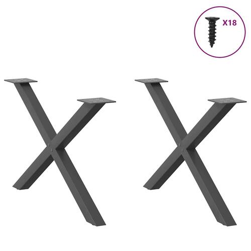 Sofabordben X-formet 2 stk 70x(42-43) cm stål antracitgrå