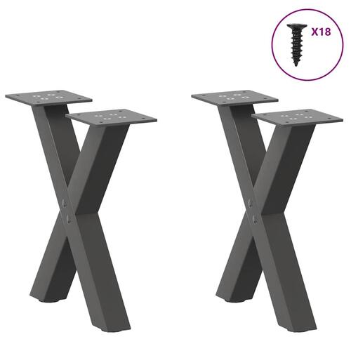 Sofabordben X-formet 2 stk 40x(30-31) cm stål antracitgrå