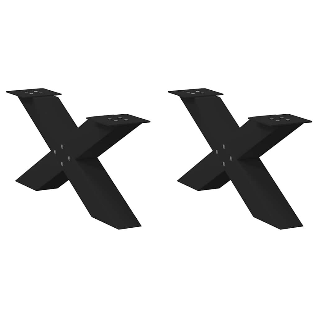 Spisebordsben X-Formet 70X(72-73) Cm Stål Sort - 2 / 70 x (30-31) cm (80 mm)