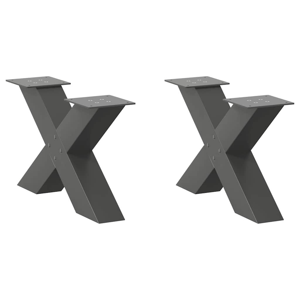 Sofabordben X-formet 2 stk 50x(30-31) cm stål antracitgrå