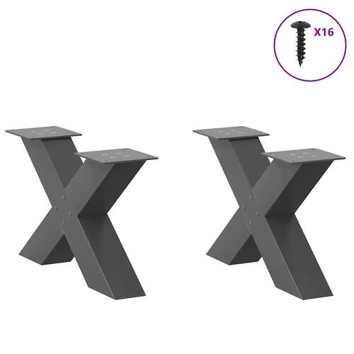 Sofabordben X-formet 2 stk 50x(30-31) cm stål antracitgrå