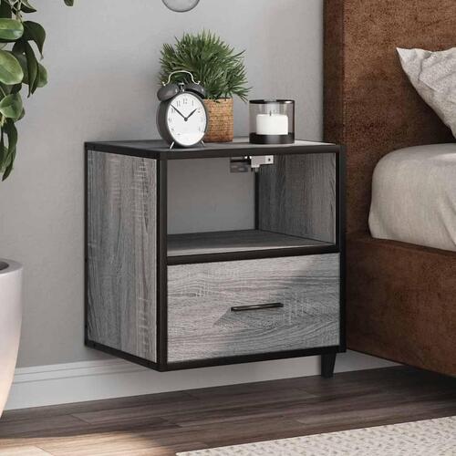 Væghængte sengeborde 2 stk. 40x31x39,5 cm grå sonoma-eg