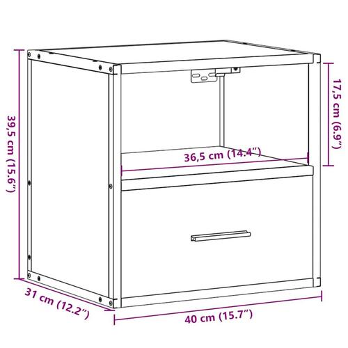 Væghængt sengebord 40x31x39,5 cm sonoma-eg