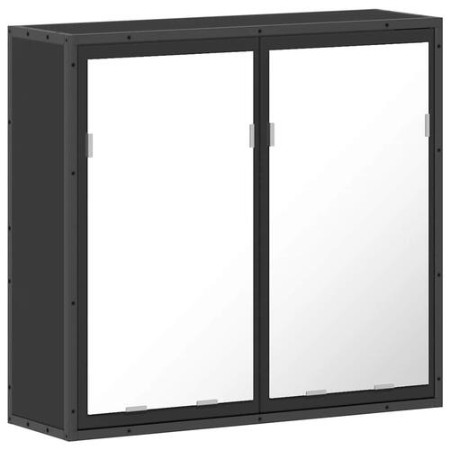 Badeværelsesskab med spejl 65x20x60 cm konstrueret træ sort