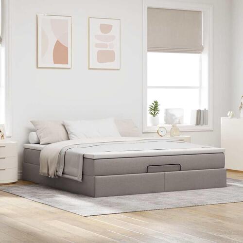Osmannisk sengeramme med madras 160x200 cm stof gråbrun