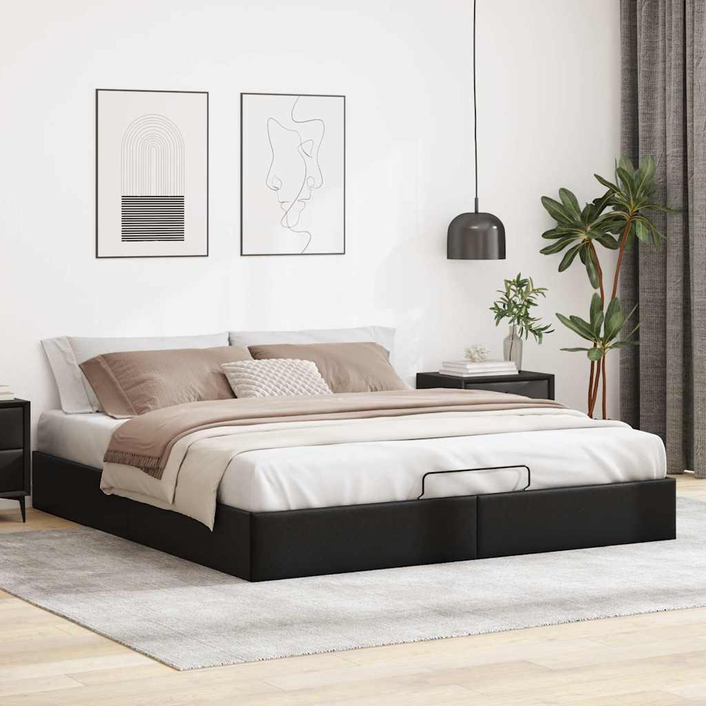 Osmannisk sengeramme uden madras 200x200 cm kunstlæder sort billede