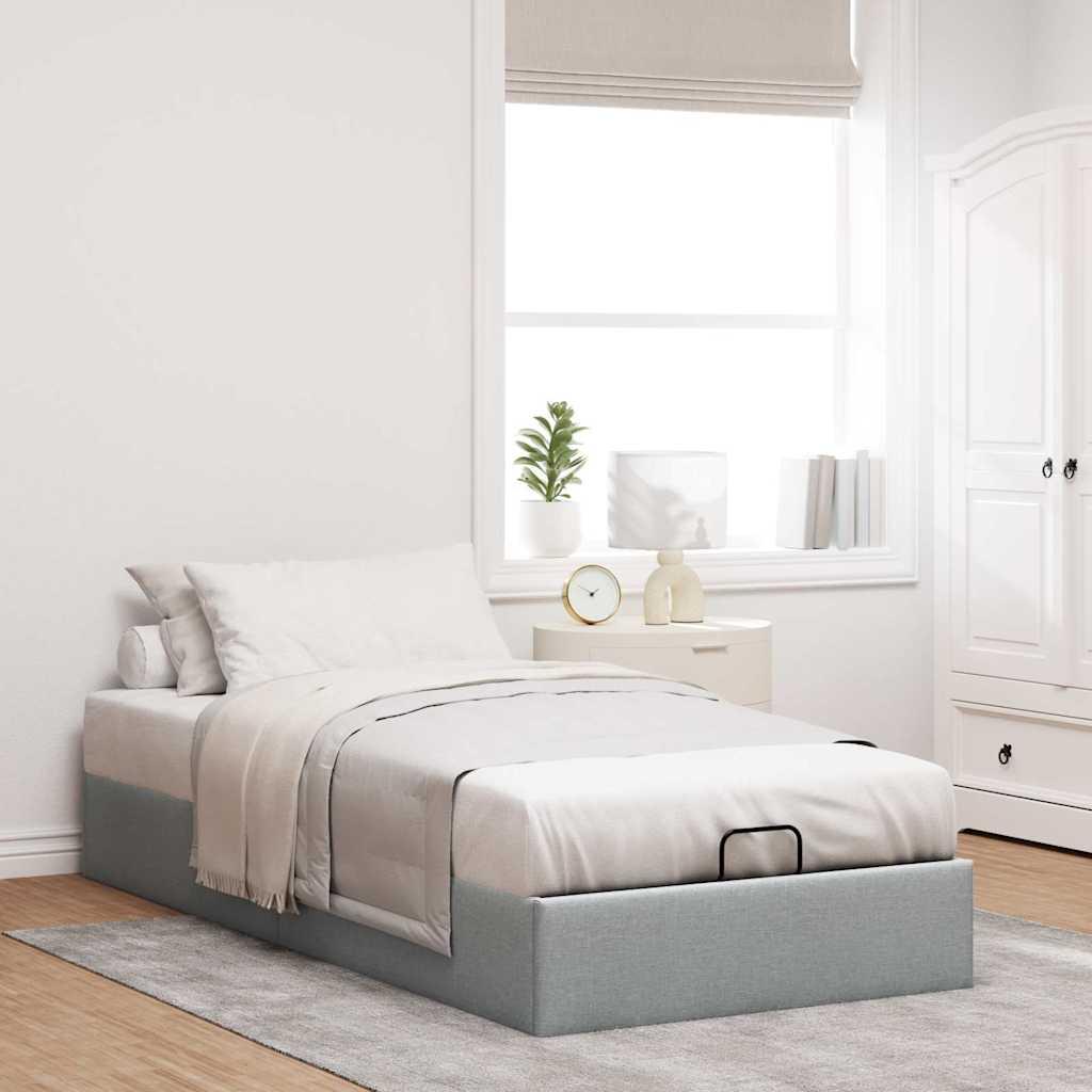 Osmannisk sengeramme uden madras 80x200 cm stof lysegrå billede