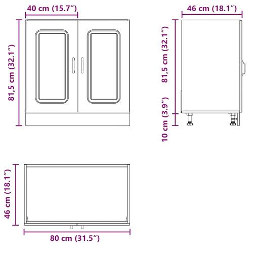 Underskab til vask Kalmar 80x46x81,5 cm antikt træ