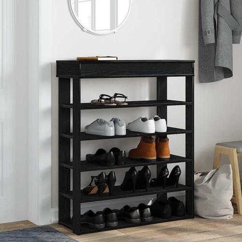Skostativ 80x30x98 cm konstrueret træ sort