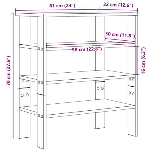 Skostativ 61x32x70 cm konstrueret træ sort