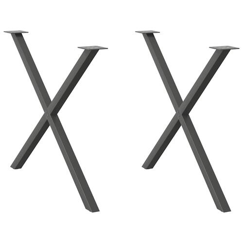 Spisebordsben X-formet 2 stk. 90x(72-73) cm stål antracitgrå