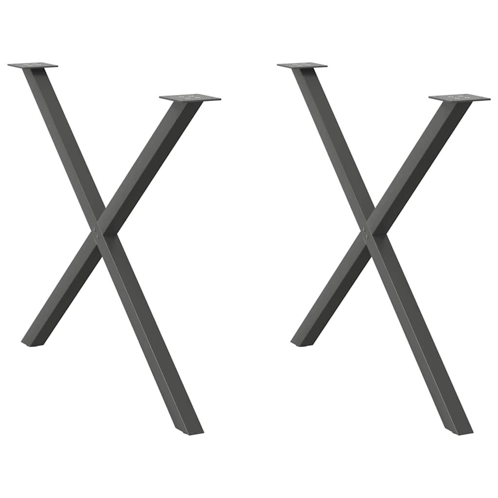 Spisebordsben X-formet 2 stk. 90x(72-73) cm stål antracitgrå
