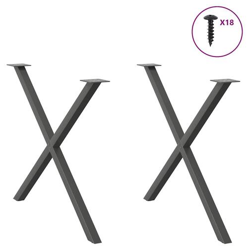 Spisebordsben X-formet 2 stk. 90x(72-73) cm stål antracitgrå