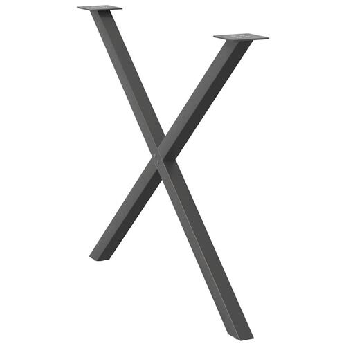 Spisebordsben X-formet 2 stk. 90x(72-73) cm stål antracitgrå