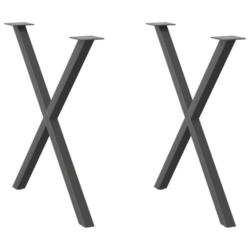 Spisebordsben X-formet 2 stk. 70x(72-73) cm stål antracitgrå