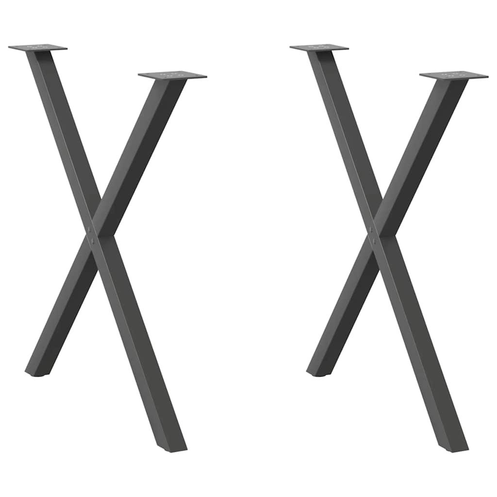 Spisebordsben X-formet 2 stk. 70x(72-73) cm stål antracitgrå