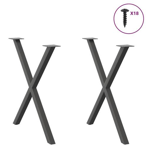 Spisebordsben X-formet 2 stk. 70x(72-73) cm stål antracitgrå