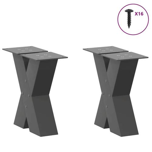 Sofabordben X-formet 2 stk 30x(30-31) cm stål antracitgrå