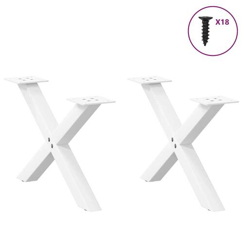 Sofabordben X-formet 2 stk 50x(30-31) cm stål hvid