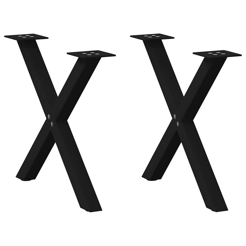 Spisebordsben X-Formet 70X(72-73) Cm Stål Sort - 2 / 50 x (42-43) cm (40 mm)